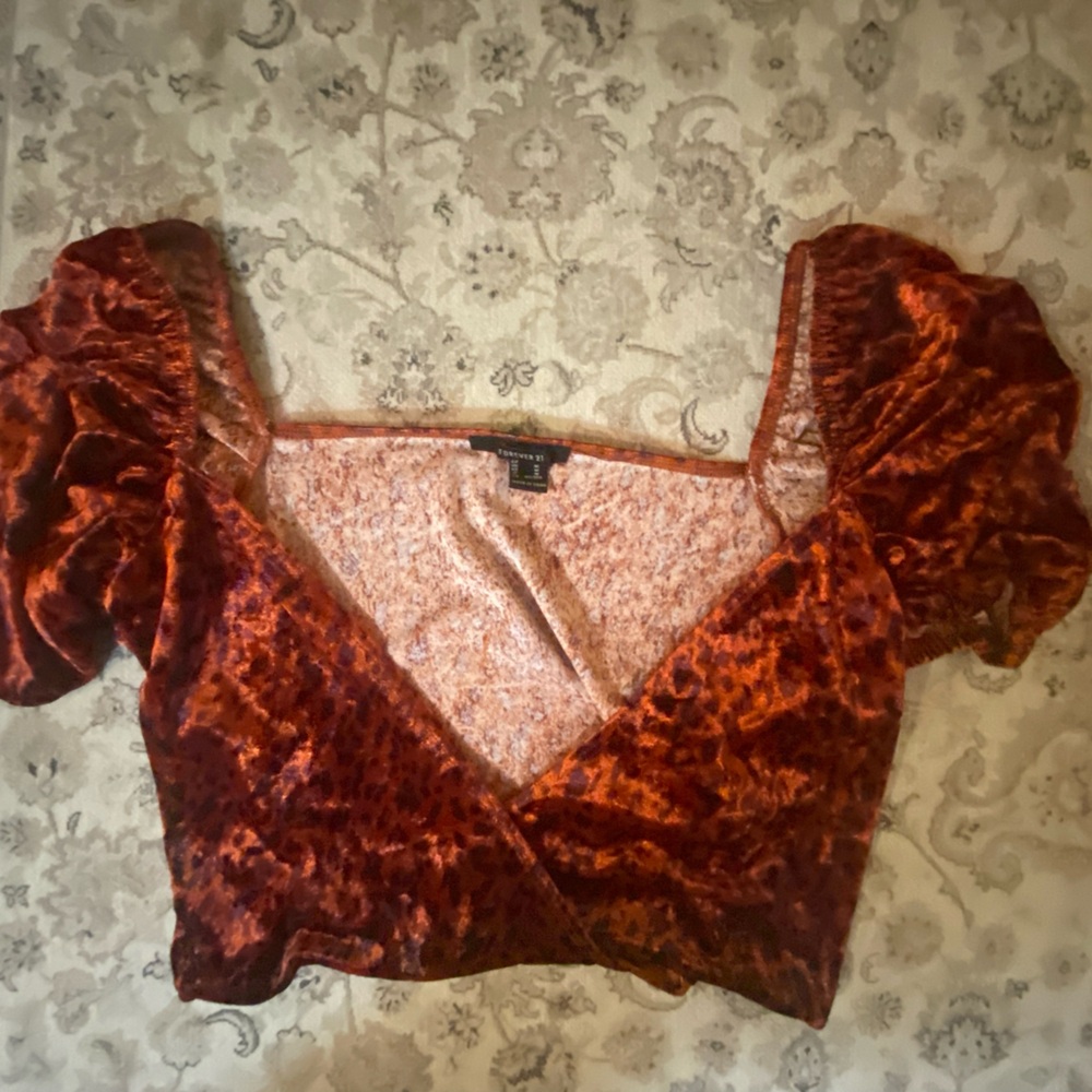 Forever 21 Velvet Rust Crop Top
